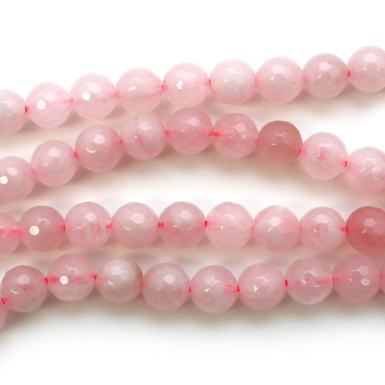 Wholesale Rose Quartz Beads - Natural Stone - Faceted Round 8mm (Sold Per Strand)