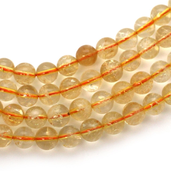 Wholesale Natural Citrine Stone Beads - Smooth Round 8mm Beads (sold per strand)