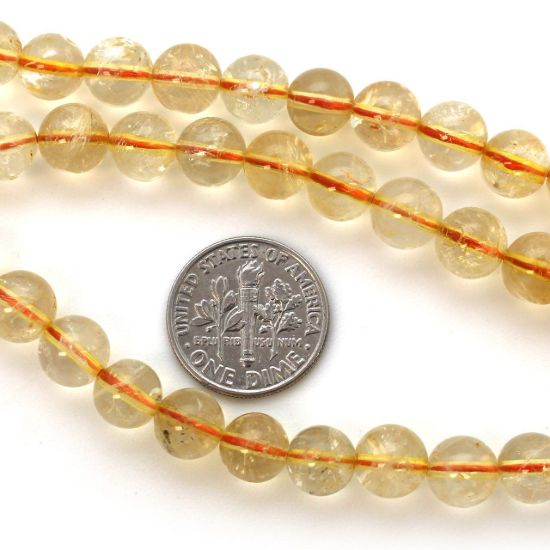 Wholesale Natural Citrine Stone Beads - Smooth Round 8mm Beads (sold per strand)
