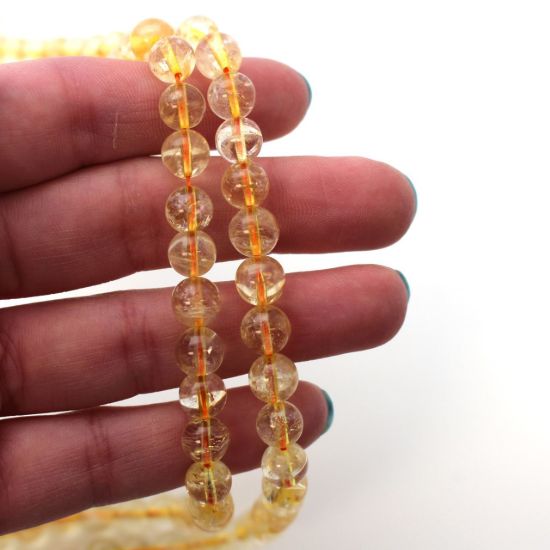 Wholesale Natural Citrine Stone Beads - Smooth Round 8mm Beads (sold per strand)