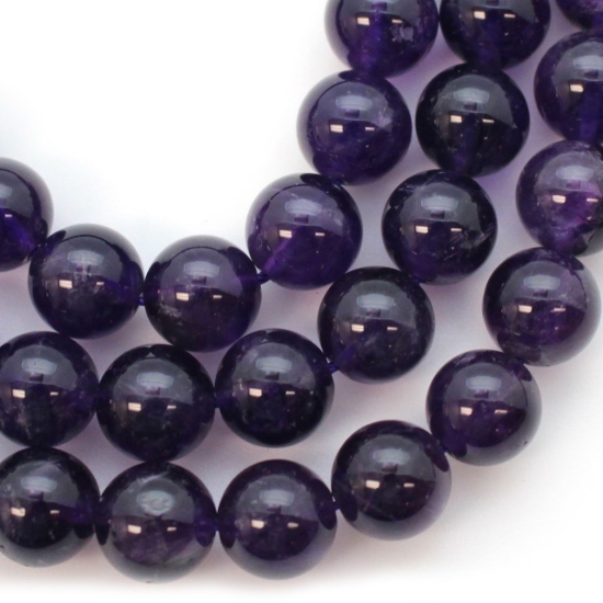 Wholesale Amethyst Beads - 10mm Smooth Round Beads (Sold Per Strand)