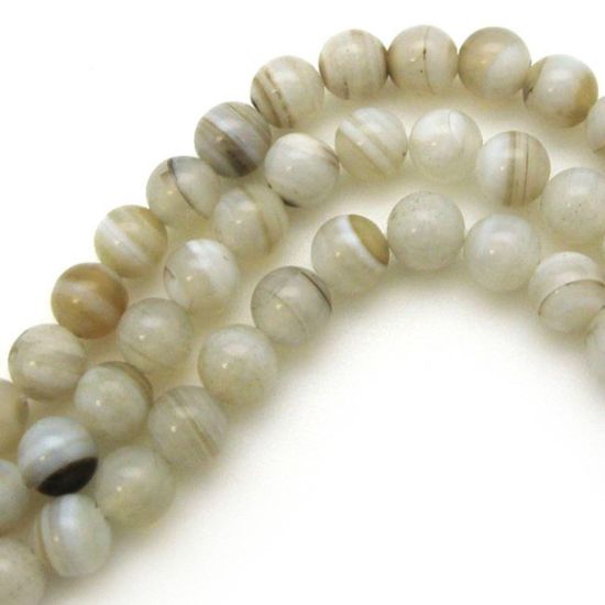 Wholesale Stripe Agate Beads - Smooth Round 6mm (Sold Per Strand)