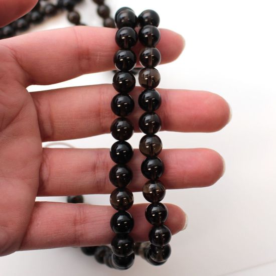 Wholesale Smoky Quartz Natural Stone - Smooth Round 8mm (sold per strand)