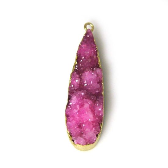 Wholesale Gold Plated Long Drop Rainbow Agate Druzy Geode Pendant Bead