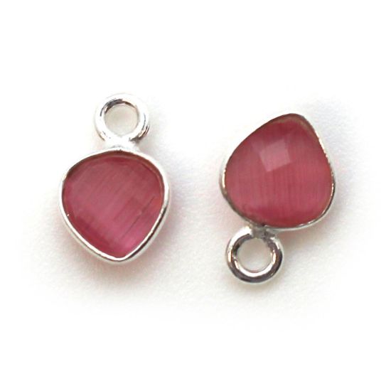 Wholesale Bezel Charm Pendant - Sterling Silver Charm - Pink Monalisa - Tiny Heart Shape - 10 x 7mm