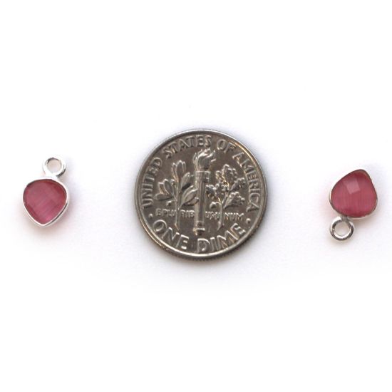 Wholesale Bezel Charm Pendant - Sterling Silver Charm - Pink Monalisa - Tiny Heart Shape - 10 x 7mm