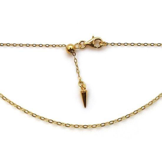 Wholesale 22k Gold Over 925 Italian Sterling Silver Adjustable Finished Chain - Light Flat Cable