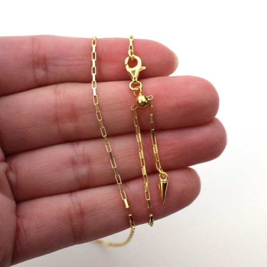 Wholesale Gold Over Sterling Silver Adjustable Finished Chain - Small Box Chain