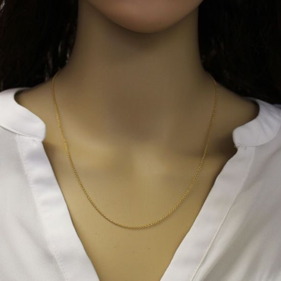 Wholesale Gold Over Sterling Silver Adjustable Finished Chain - 1mm Rolo Chain