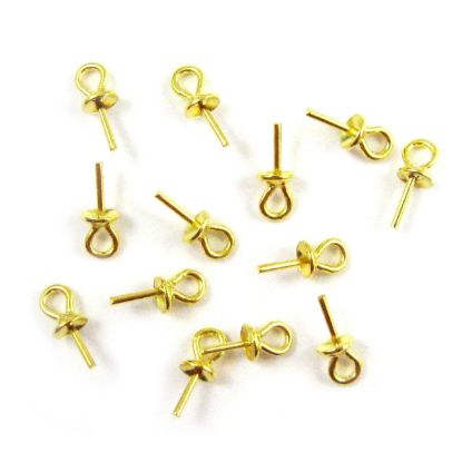 Wholesale Gold plated over Sterling Silver Peg Bail Cap for Half Drilled Beads and Pearls, Wholesale Findings