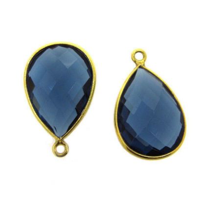 Wholesale Gold plated Sterling Silver Teardrop Bezel Iolite Quartz Gemstone Pendant, Wholesale Gemstone Pendants for Jewelry Making