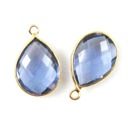 Wholesale Gold plated Sterling Silver Teardrop Bezel Iolite Quartz Gemstone Pendant, Wholesale Gemstone Pendants for Jewelry Making