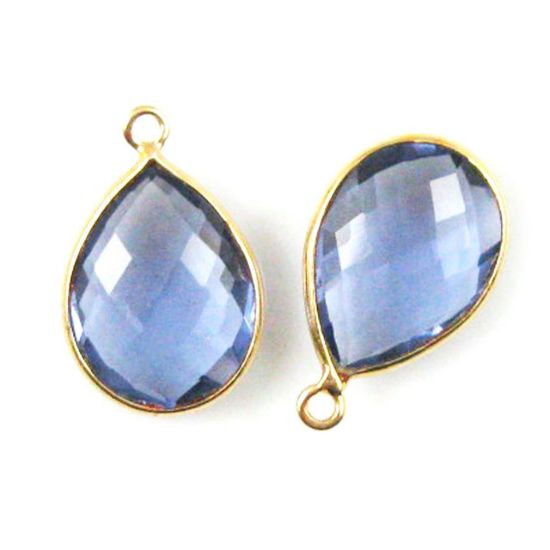 Wholesale Gold plated Sterling Silver Teardrop Bezel Iolite Quartz Gemstone Pendant, Wholesale Gemstone Pendants for Jewelry Making