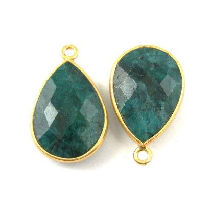 Wholesale Gold plated Sterling Silver Teardrop Bezel Dyed Emerald Gemstone Pendant, Wholesale Gemstone Pendants for Jewelry Making