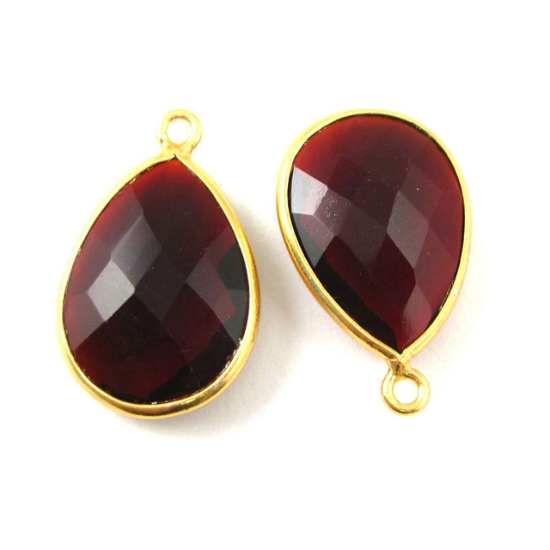 Wholesale Gold plated Sterling Silver Teardrop Bezel Garnet QuartzGemstone Pendant, Wholesale Gemstone Pendants for Jewelry Making