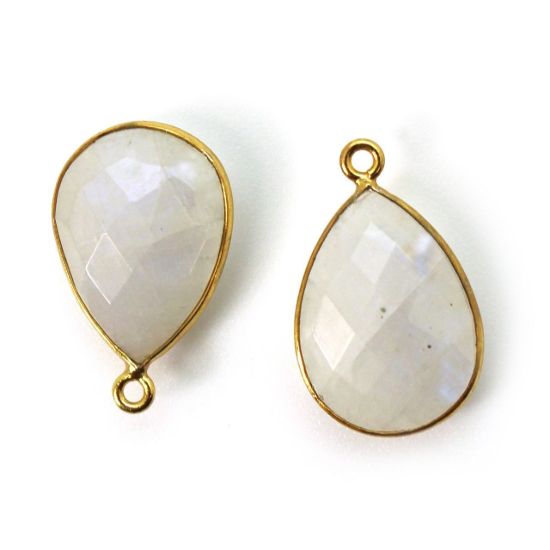 Wholesale Gold plated Sterling Silver Teardrop Moonstone Bezel Gemstone Pendant, Wholesale Gemstone Pendants for Jewelry Making