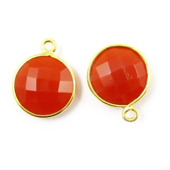 Wholesale Gold plated Sterling Silver Small Round Bezel Carnelian Gemstone Pendant, Wholesale Gemstone Pendants for Jewelry Making