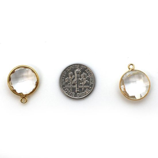 Wholesale Gold plated Sterling Silver Round Bezel Crystal Quartz Gemstone Pendant, Wholesale Gemstone Pendants for Jewelry Making