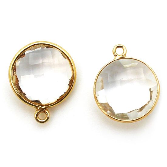 Wholesale Gold plated Sterling Silver Round Bezel Crystal Quartz Gemstone Pendant, Wholesale Gemstone Pendants for Jewelry Making