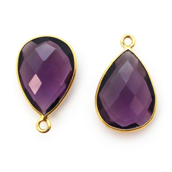 Wholesale Gold plated Sterling Silver Teardrop  Amethyst Quartz Bezel Gemstone Pendant, Wholesale Gemstone Pendants for Jewelry Making