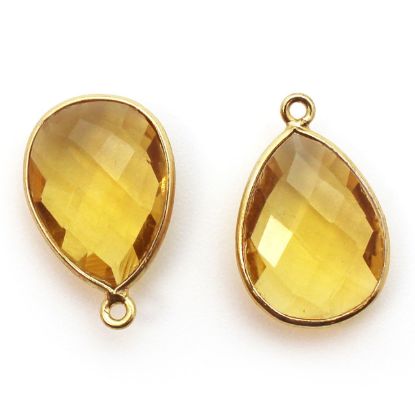 Wholesale Gold plated Sterling Silver Teardrop Bezel Citrine Quartz Gemstone Pendant, Wholesale Gemstone Pendants for Jewelry Making