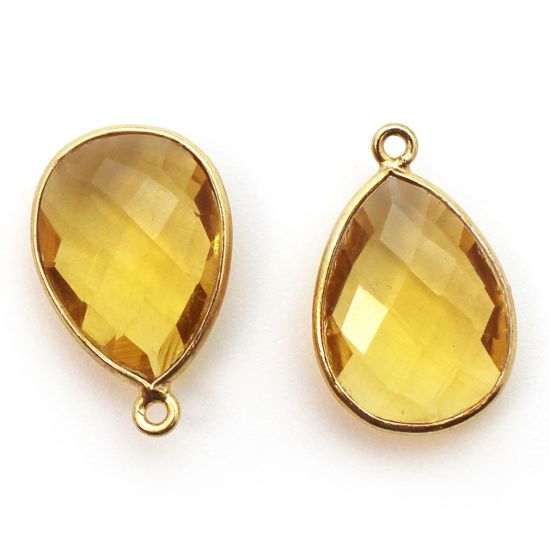 Wholesale Gold plated Sterling Silver Teardrop Bezel Citrine Quartz Gemstone Pendant, Wholesale Gemstone Pendants for Jewelry Making