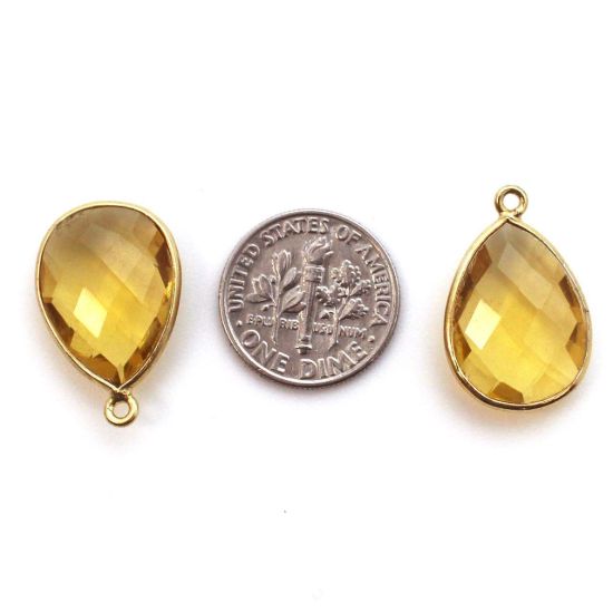 Wholesale Gold plated Sterling Silver Teardrop Bezel Citrine Quartz Gemstone Pendant, Wholesale Gemstone Pendants for Jewelry Making