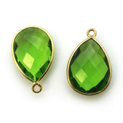 Wholesale Gold plated Sterling Silver Teardrop Bezel Peridot Quartz Gemstone Pendant, Wholesale Gemstone Pendants for Jewelry Making