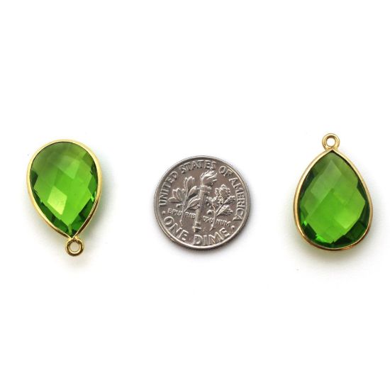 Wholesale Gold plated Sterling Silver Teardrop Bezel Peridot Quartz Gemstone Pendant, Wholesale Gemstone Pendants for Jewelry Making