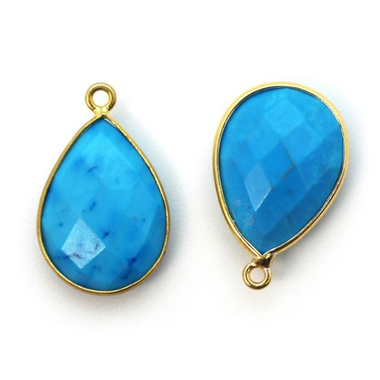 Wholesale Gold plated Sterling Silver Teardrop Bezel Turquoise Gemstone Pendant, Wholesale Gemstone Pendants for Jewelry Making