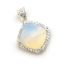 Wholesale Oxidized Sterling Silver Opalite Quartz Bezel Gemstone Diamond Shape Pave Pendant, Wholesale Gemstone Pendants for Jewelry Making