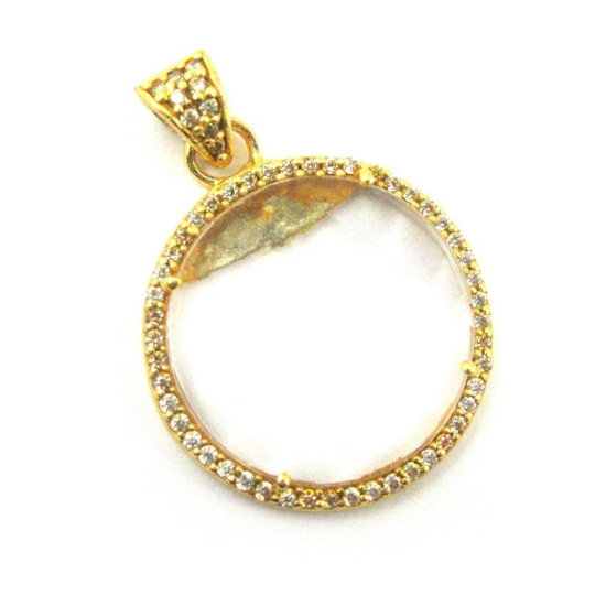 Wholesale Gold plated Sterling Silver Crystal Quartz Bezel Gemstone Round Pave Pendant, Wholesale Gemstone Pendants for Jewelry Making