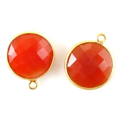 Wholesale Gold plated Sterling Silver Round Bezel Carnelian Gemstone Pendant, Wholesale Gemstone Pendants for Jewelry Making