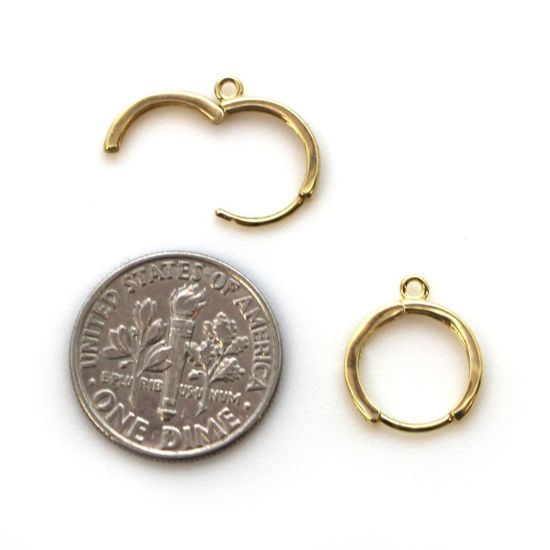 Wholesale 14K Yellow Gold Huggie Earrings with Ring - 12mm (1 pair)