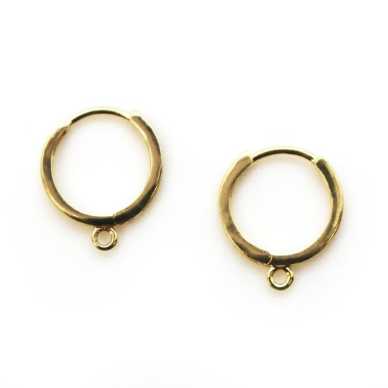 Wholesale 14K Yellow Gold Huggie Earrings with Ring - 12mm (1 pair)