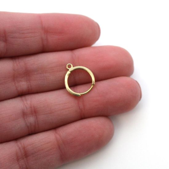 Wholesale 14K Yellow Gold Huggie Earrings with Ring - 12mm (1 pair)