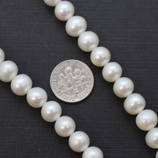 Wholesale White Freshwater Pearl Off Round 8-9mm Beads (1 strand)