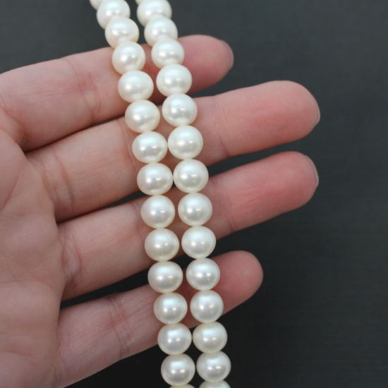Wholesale White Freshwater Pearl Off Round 8-9mm Beads (1 strand)