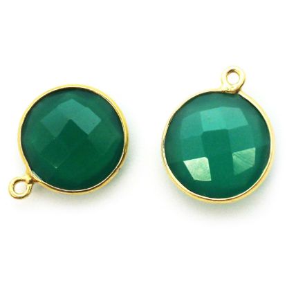 Wholesale Gold plated Sterling Silver Round Bezel Green Onyx Gemstone Pendant, Wholesale Gemstone Pendants for Jewelry Making