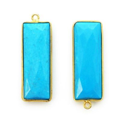 Wholesale Gold plated Sterling Silver Rectangle Bezel Pink Chalcedony Gemstone Pendant, Wholesale Gemstone Pendants for Jewelry Making