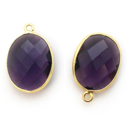 Wholesale Gold plated Sterling Silver Oval Bezel Amethyst Quartz Gemstone Pendant, Wholesale Gemstone Pendants for Jewelry Making