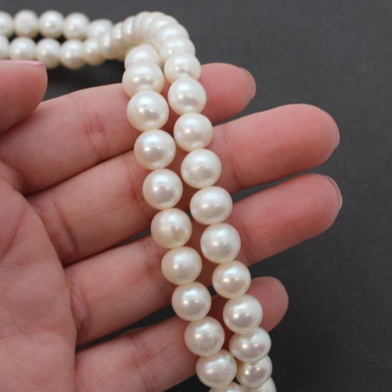 Wholesale White Freshwater Pearl Off Round 8.5-9.5mm Beads (1 strand)