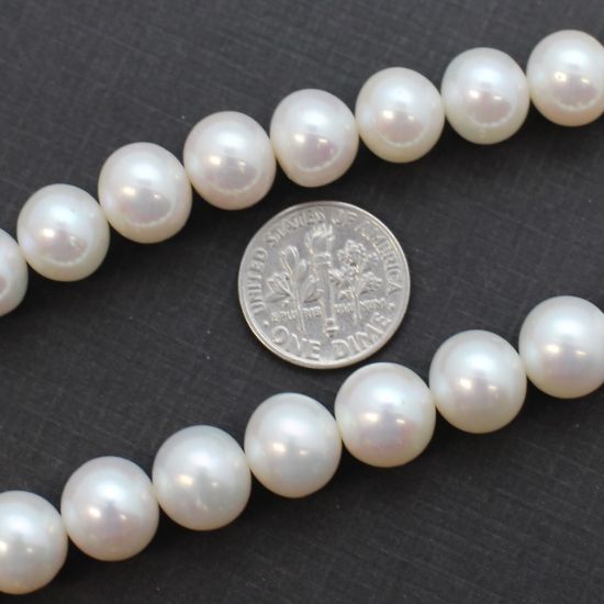 Wholesale White Freshwater Pearl Off Round 9.5-10.5mm Beads (1 strand)
