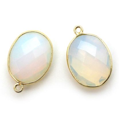 Wholesale Gold plated Sterling Silver Oval Bezel Opalite Quartz Gemstone Pendant, Wholesale Gemstone Pendants for Jewelry Making