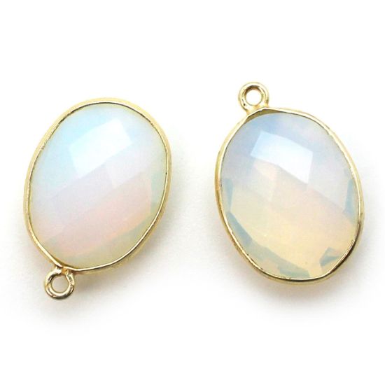 Wholesale Gold plated Sterling Silver Oval Bezel Opalite Quartz Gemstone Pendant, Wholesale Gemstone Pendants for Jewelry Making