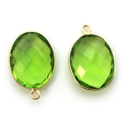 Wholesale Gold plated Sterling Silver Oval Bezel Peridot Quartz Gemstone Pendant, Wholesale Gemstone Pendants for Jewelry Making