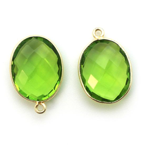 Wholesale Gold plated Sterling Silver Oval Bezel Peridot Quartz Gemstone Pendant, Wholesale Gemstone Pendants for Jewelry Making