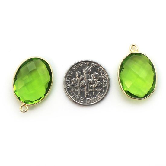 Wholesale Gold plated Sterling Silver Oval Bezel Peridot Quartz Gemstone Pendant, Wholesale Gemstone Pendants for Jewelry Making