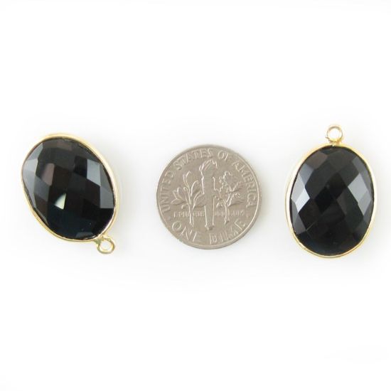 Wholesale Gold plated Sterling Silver Oval Bezel Black Onyx Gemstone Pendant, Wholesale Gemstone Pendants for Jewelry Making