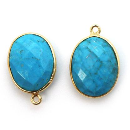 Wholesale Gold plated Sterling Silver Oval Bezel Turquoise Gemstone Pendant, Wholesale Gemstone Pendants for Jewelry Making